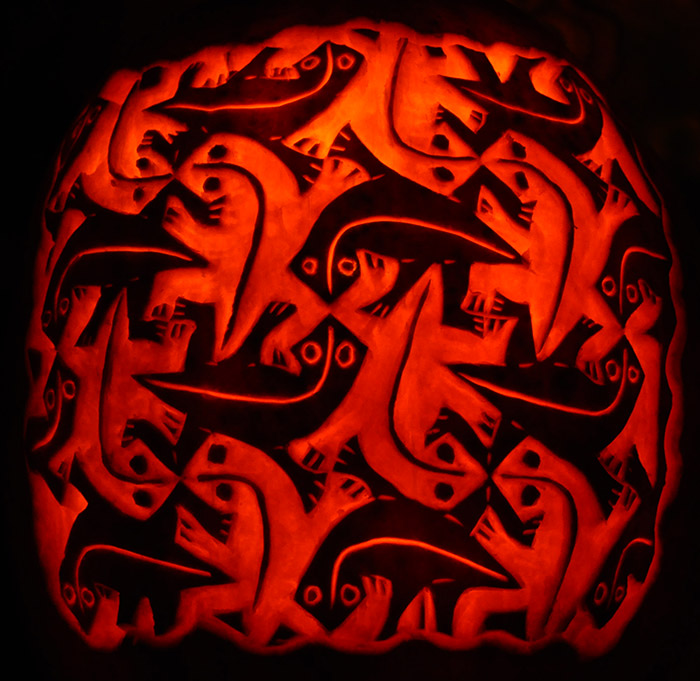 Pumpkin Carving: MC Escher Lizards - Noel